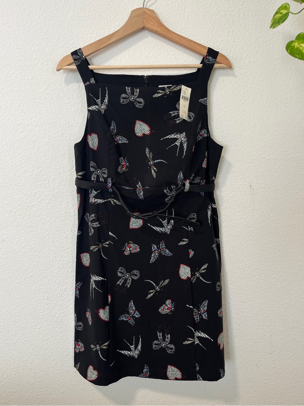 Whimsical Romantic Maeve Anthropologie Heart & Butterfly Print Belted Dress